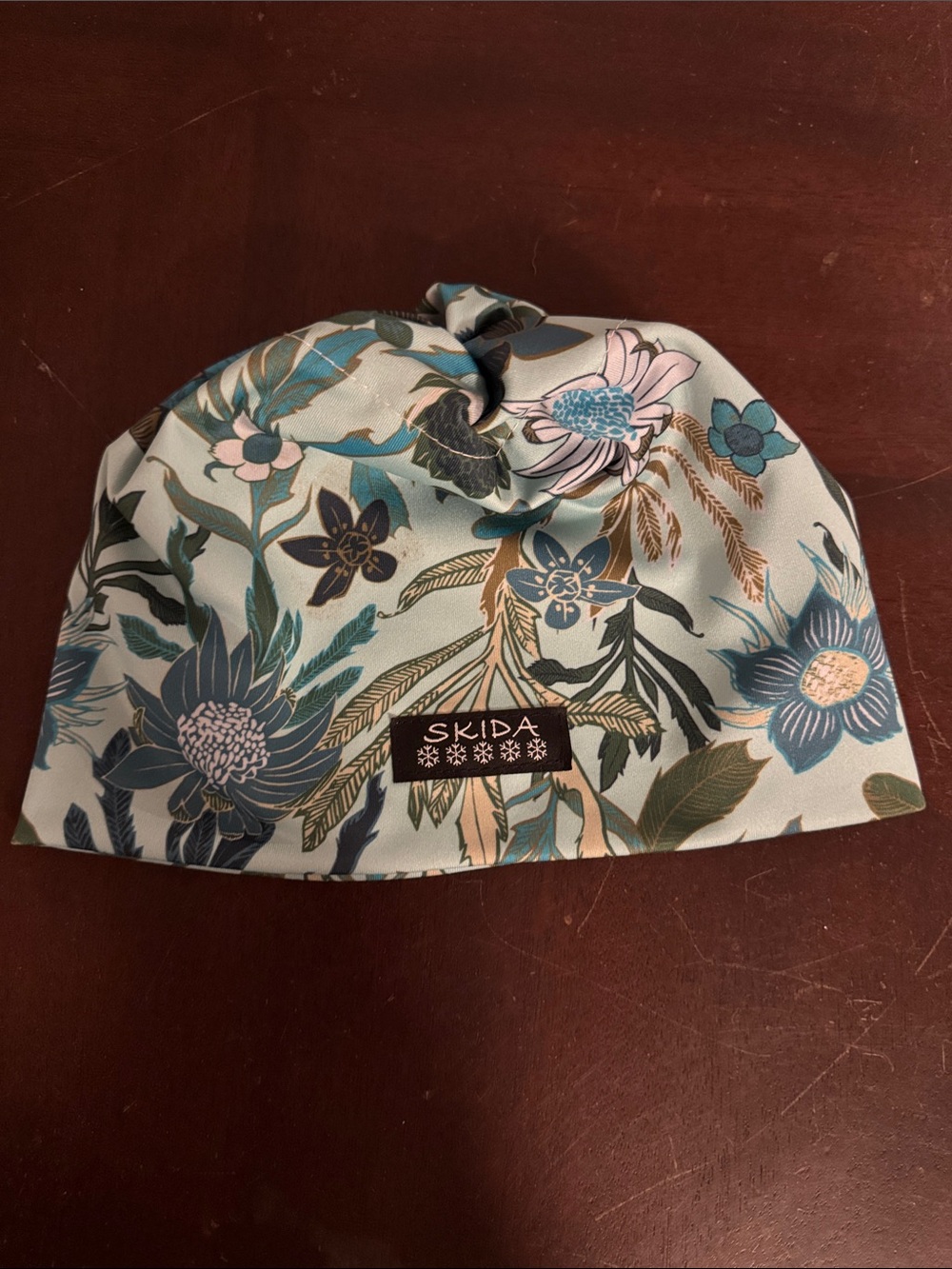 Skida Floral Print Women's Beanie Hat in Light Blue